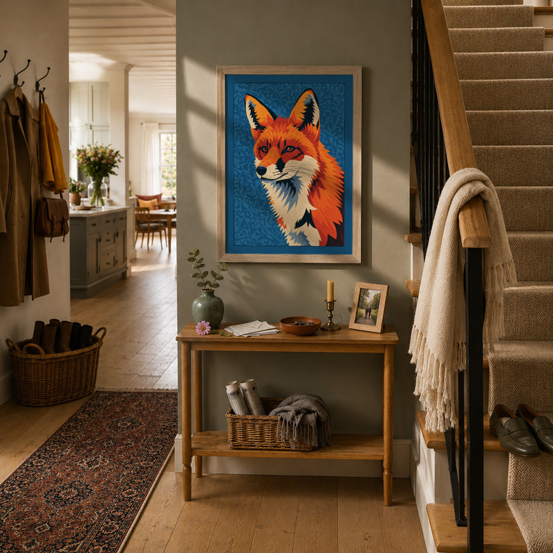 Alert Fox Modern - Framed Print, Oak, A4 - 29.7 x 21.0 cm