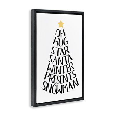 «Seasonal Christmas Christmas Tree», art mural sur toile flottant noir, design par Martina Pavlova