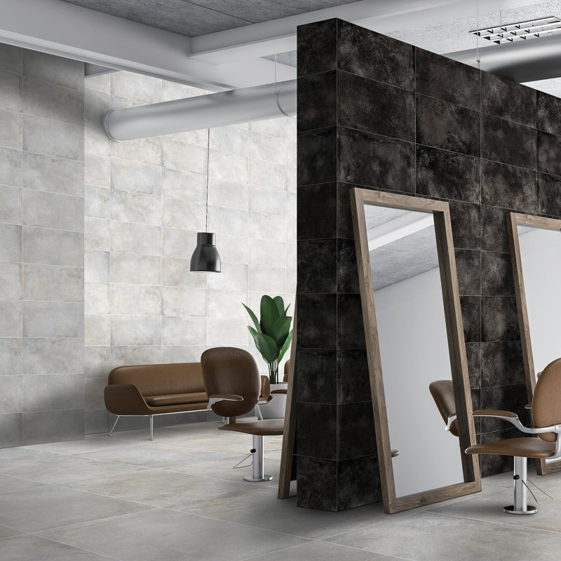 Staten 12" x 24" Porcelain Concrete Look Wall & Floor Tile, Silver