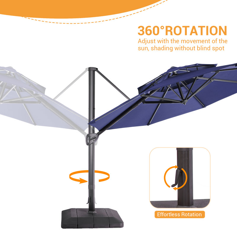 Parasol suspendu octogonal 11 pi, Bleu