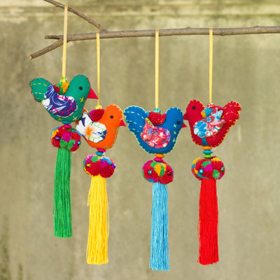 8.75'' Handmade Fabric Animals Holiday Shaped Ornament