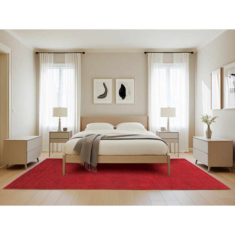 Tapis de zone rouge contemporaine, Rectangle de 5 pi x 8 pi