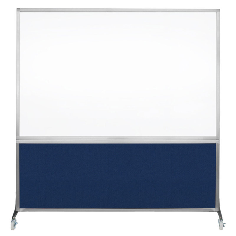 Tableau blanc mobile 6 'de haut DivideWrite, Bleu marine, H 72 po x l 72 po, Argent