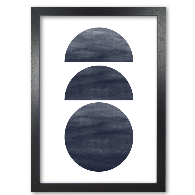 Abstract Circles - Single Picture Frame Print, Black Grain Frame, 85 cm H x 60 cm W x 5 cm D
