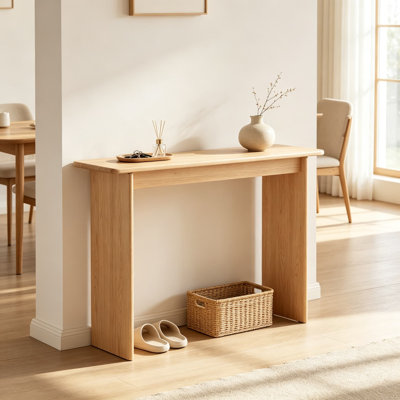 Console en bois massif de style moderne du milieu du siècle, table d'entrée, table d'appoint étroite pour salon ou couloir, finition naturelle