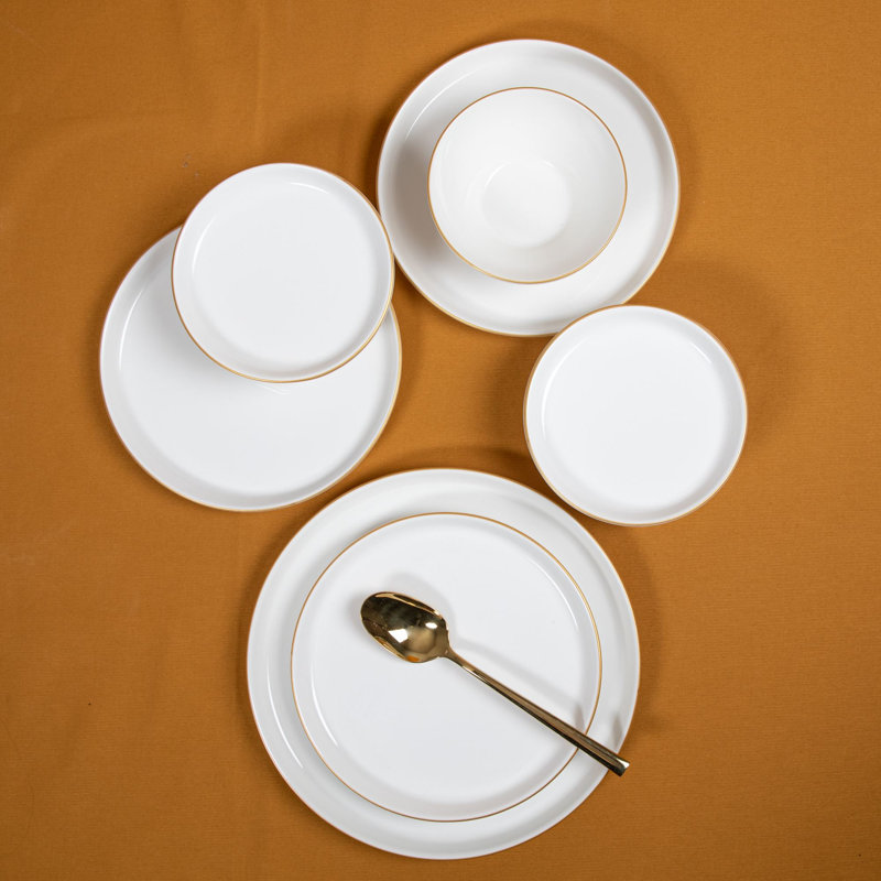 Service de table 16 pièces, service pour 4 Ovalle, Blanc / or