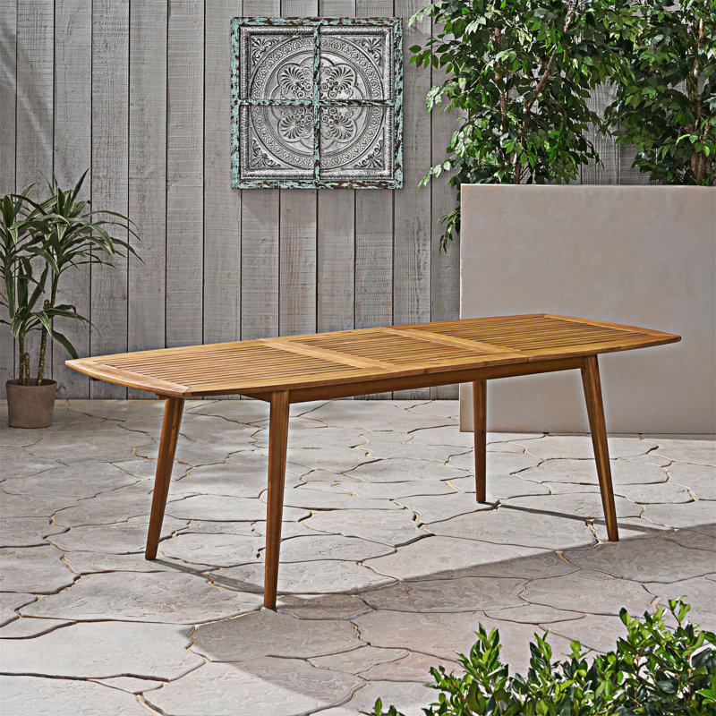 Table de salle à manger d'extérieur en bois extensible, Teck