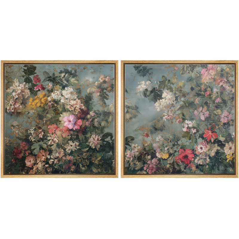 Impression sur toile Golden Garden Bloom, Cadre flottant naturel, H 16 po x l 16 po