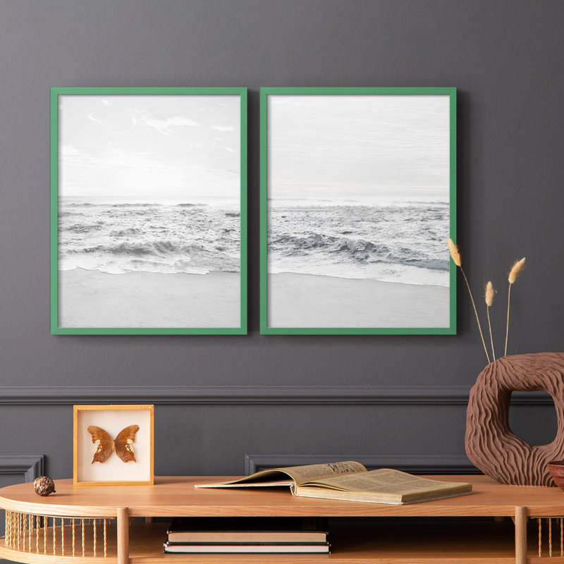 «Gentle Tides I», reproduction encadrée de qualité supérieure - prête à être accrochée - aucun clou requis - aucun clou requis