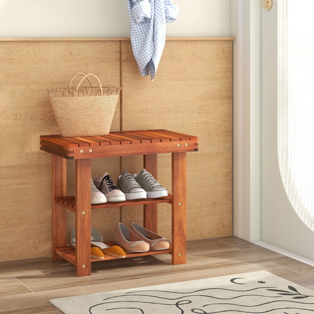 Acacia Wood Shoe Rack Bench