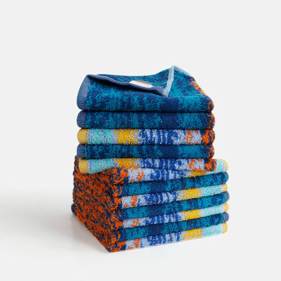 Paquet de 12 débarbouillettes 100% coton (13 x 13 po) avec boucle suspendue, filé Siro, séchage rapide et super absorbant durable pour la salle de bain et le gymnase, emballé sous vide de qualité commerciale, certifié OEKO-TEX, nuit étoilée