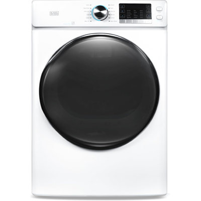 Black+decker 8.0 Cu. Ft. Electric Front Load Dryer With Steam, Clothes Dryer With Led Display, 12 Cycle Selection In White