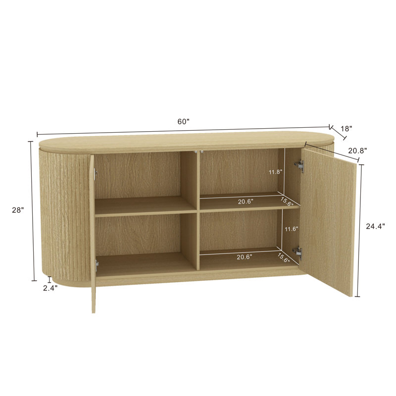 Heaney 60 Sideboard with 4 Adjustable Shelves in Natural Oak