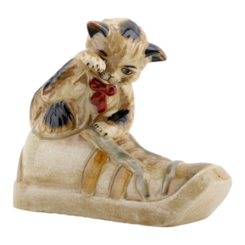 Playful Kitty on Shoe Figurine