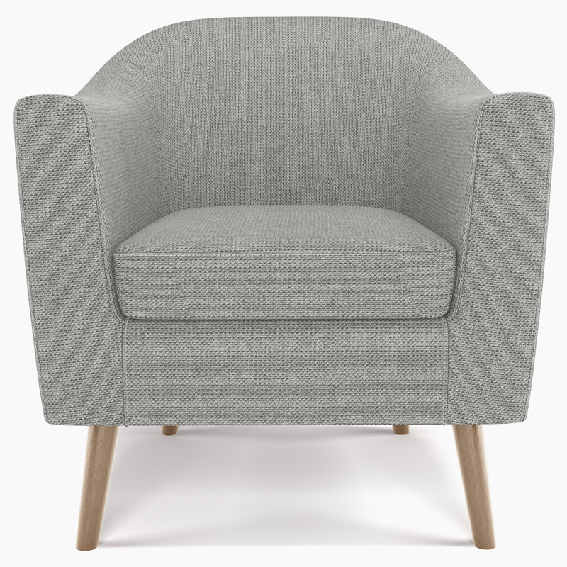 Thorne 30"W Upholstered Contemporary Accent Chair with Curved Back and Removable Foam Cushion, Gray