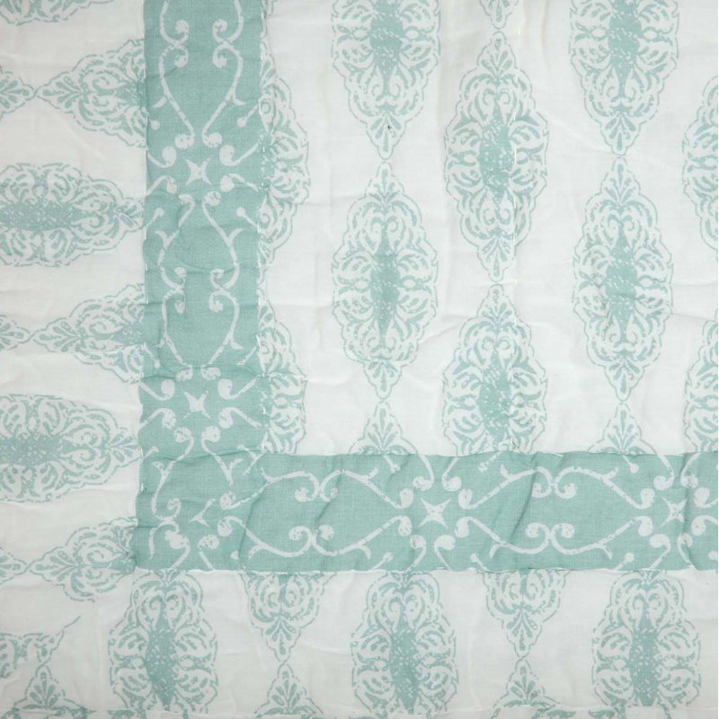 Avani Cotton Blend Paisley Sham Set, Standard, Sea Glass/Fresh White