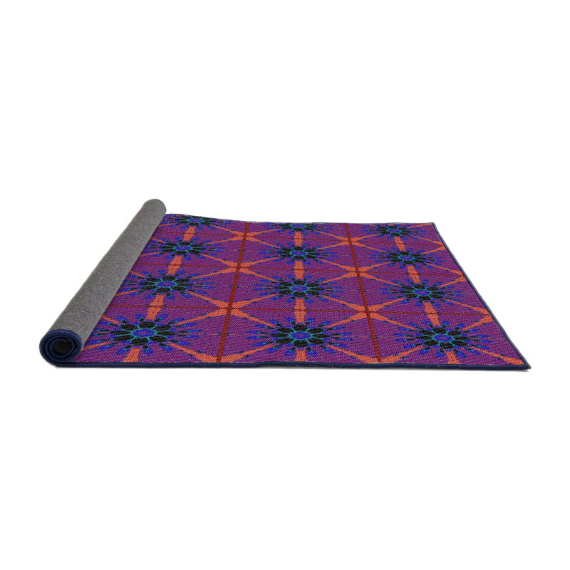 Rose géométrique/Tapis décoratif violet, Rond 4 pi