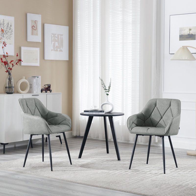 Rigney Upholstered Metal Side Chair, 4, Grey