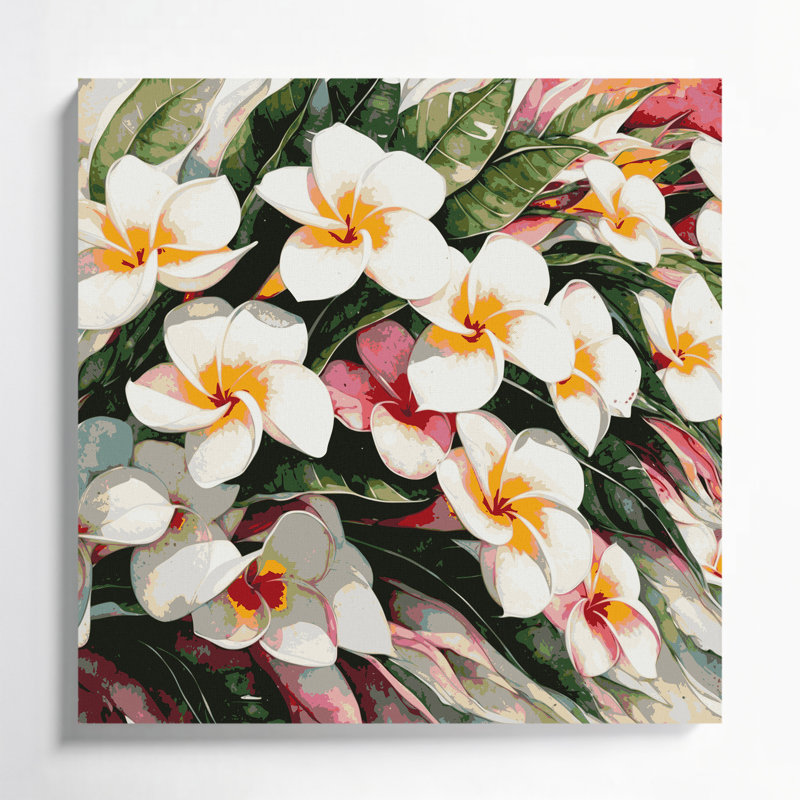 Toile hawaïenne plumeria beige, H 8 po x l 8 po