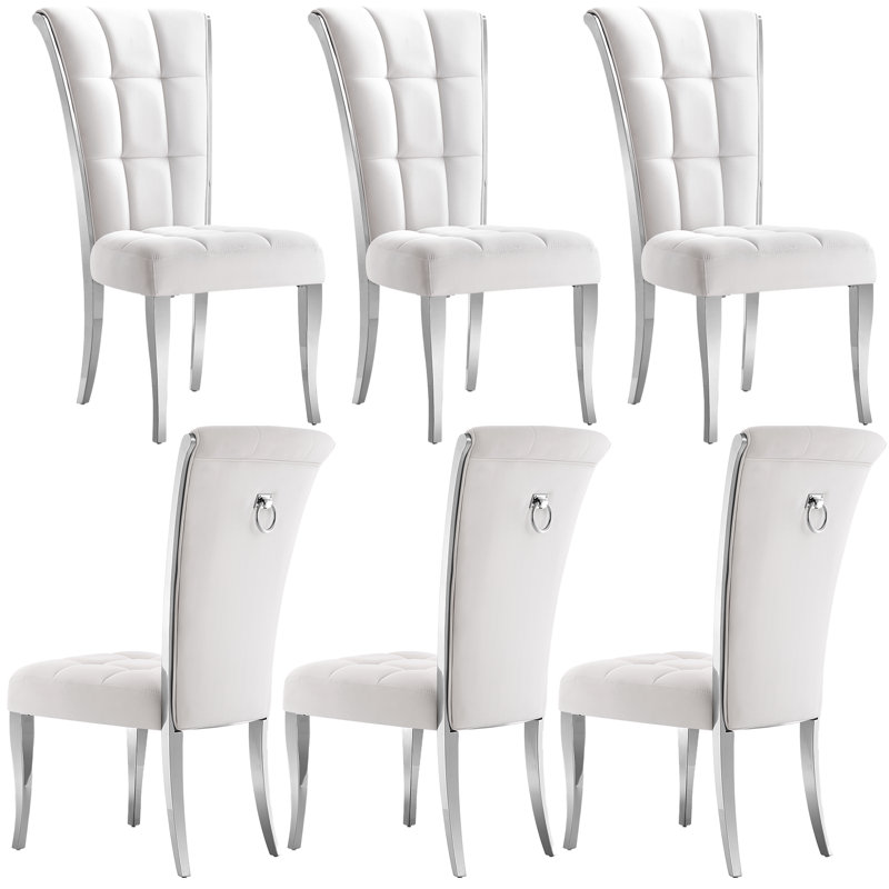 Ensemble de 6 chaises de salle à manger blanches, Argent argent