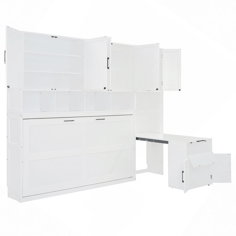 Lit escamotable mural avec placard, tiroirs et bureau Murphy
