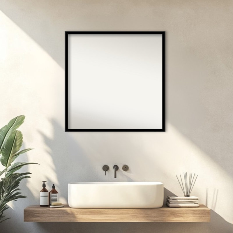 Miroir de salle de bain mural Incline, 27,5 po x 27,5 po, Noir
