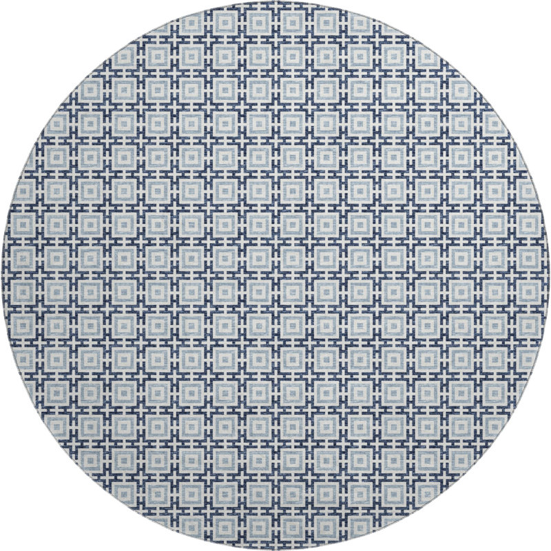Premium Machine Washable Paullette AMF139 Navy Rug, Round 8' 