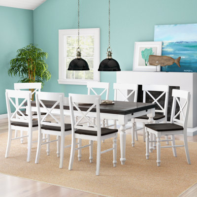 Oriana 8-Person Solid and Manufactured Wood Extendable Dining Set