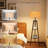 Asriel Tripod Floor Lamp with Rattan Linen Dual Lampshades & Remote Control
