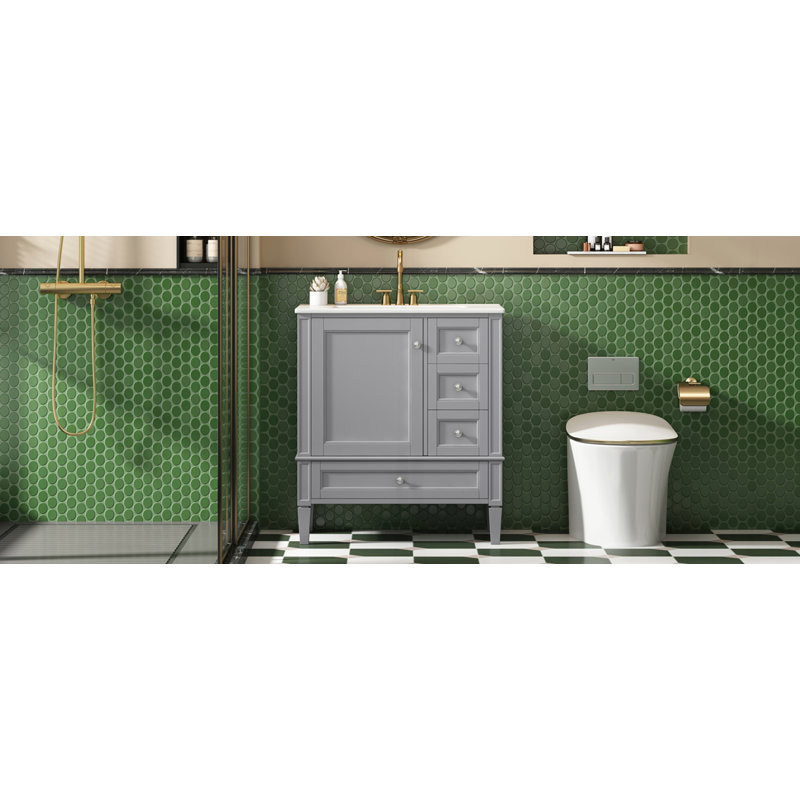 Meuble-lavabo 30 po avec lavabo en céramique, Gris