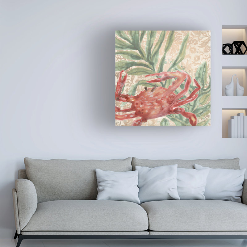 «Trademark Fine Art June Erica Vess Damask Crab IV», art mural sur toile, H 18 po x l 18 po