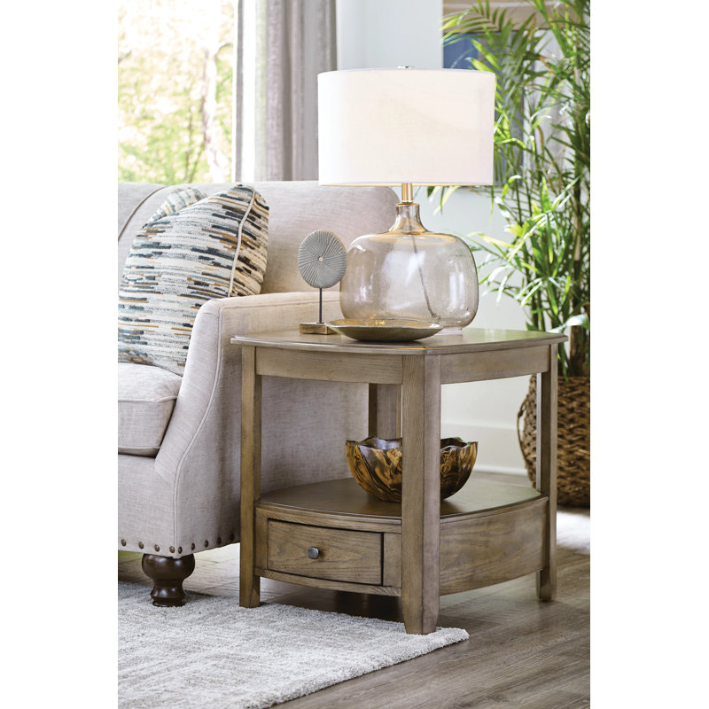 Transitional Brown Solid Wood Rectangular End Table with Storage