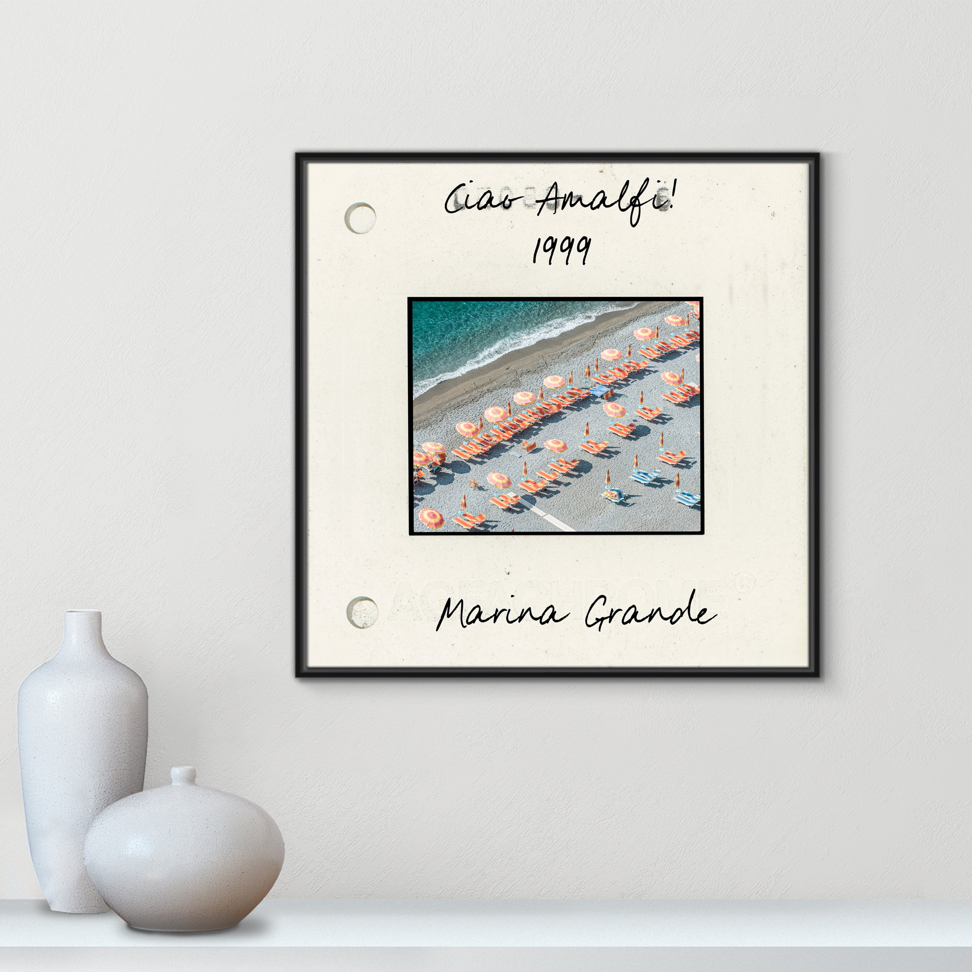 Amalfi, Italy - Marina Grande Print by Danita Dalmont, 31.5" H x 31.5" W x 2" D, Black Floater Framed Canvas