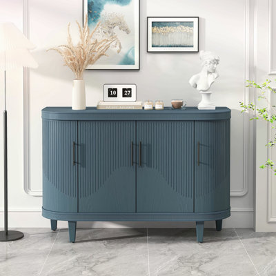 Armoire-bar moderne avec console de rangement moderne en bois et console de 47,2 pouces avec 4 portes et tablettes intérieures réglables pour le salon, la cuisine, la chambre à coucher et le couloir