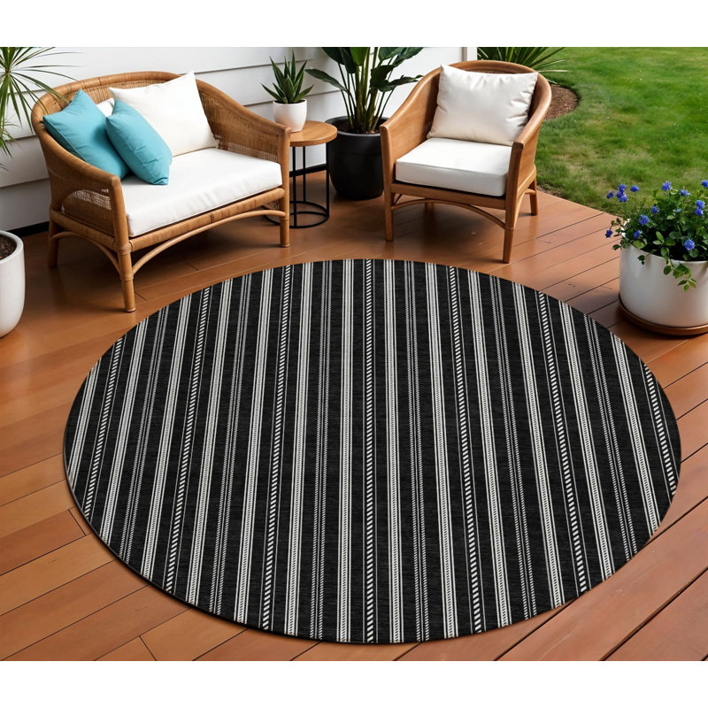 Tapis noir rond 8 po