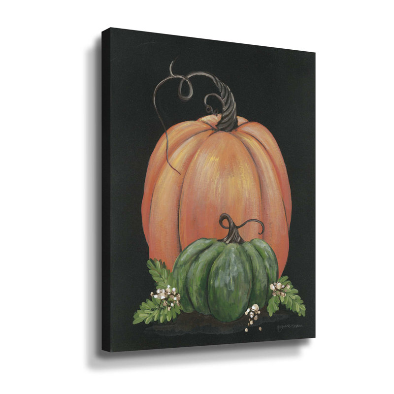 Citrouille et Talloberry - peinture sur toile, Toile tendue, H 18 po x l 24 po x P 2 po