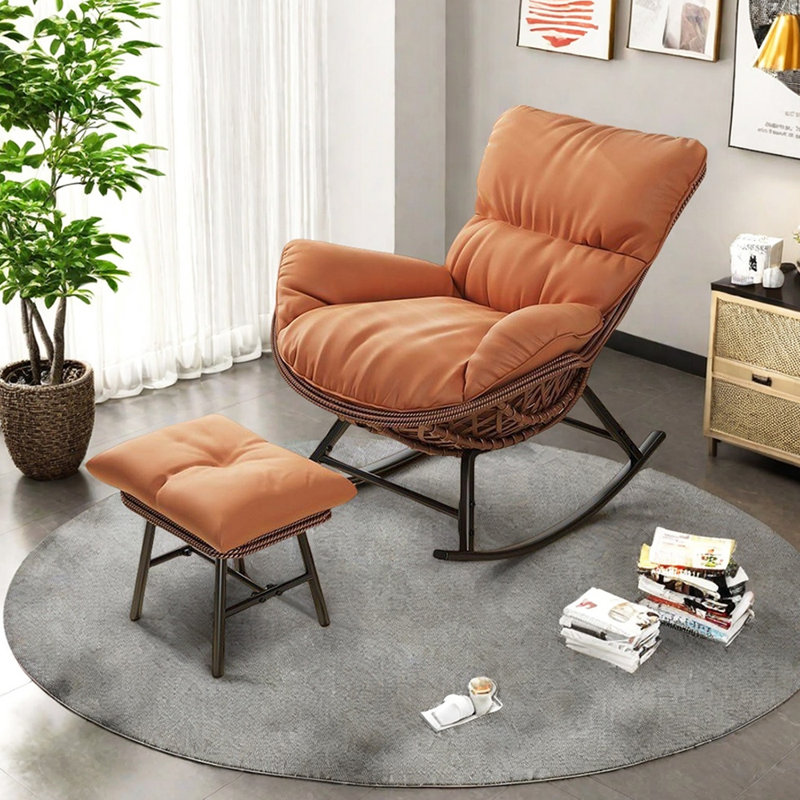 Chaise berçante décontractée Home, Orange, Brun foncé