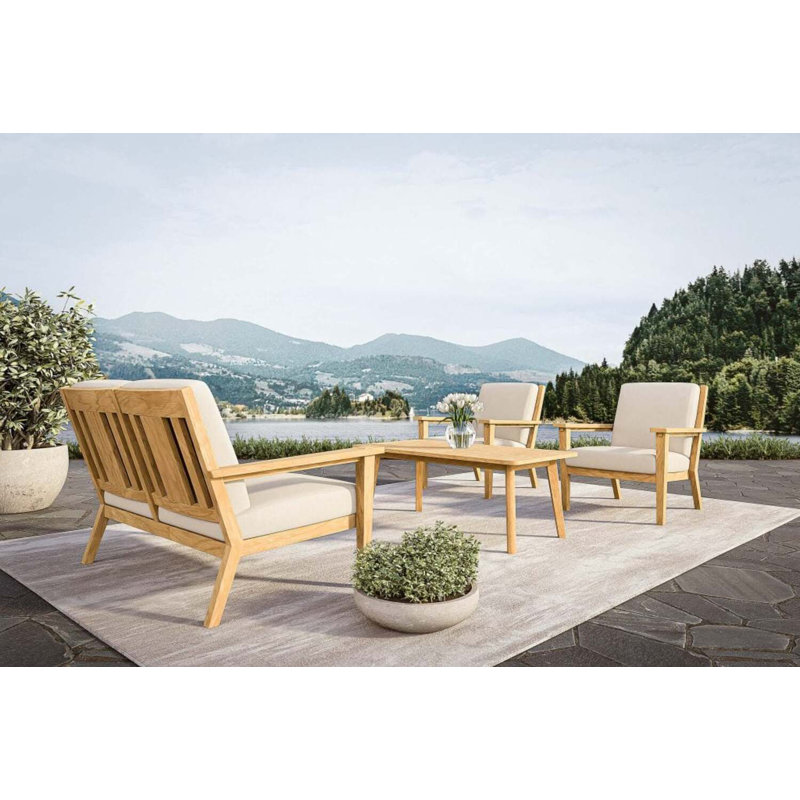 Savannah Outdoor Teak Lounge Chair, Premier Flax