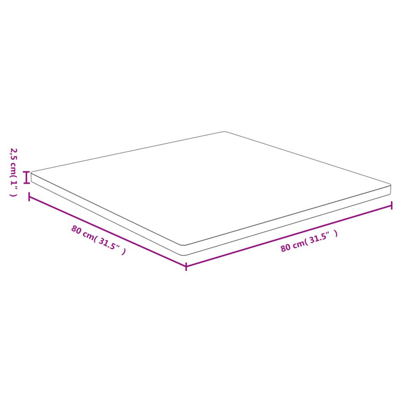 Kalashia Solid Wood Table Top, 1" H x 31.5" W x 31.5" D
