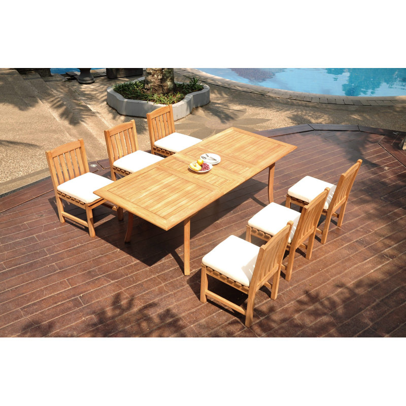 Mariano Outdoor - Piece Teak Dining Set, 30.5" H x 117" L x 42.5" W, 6
