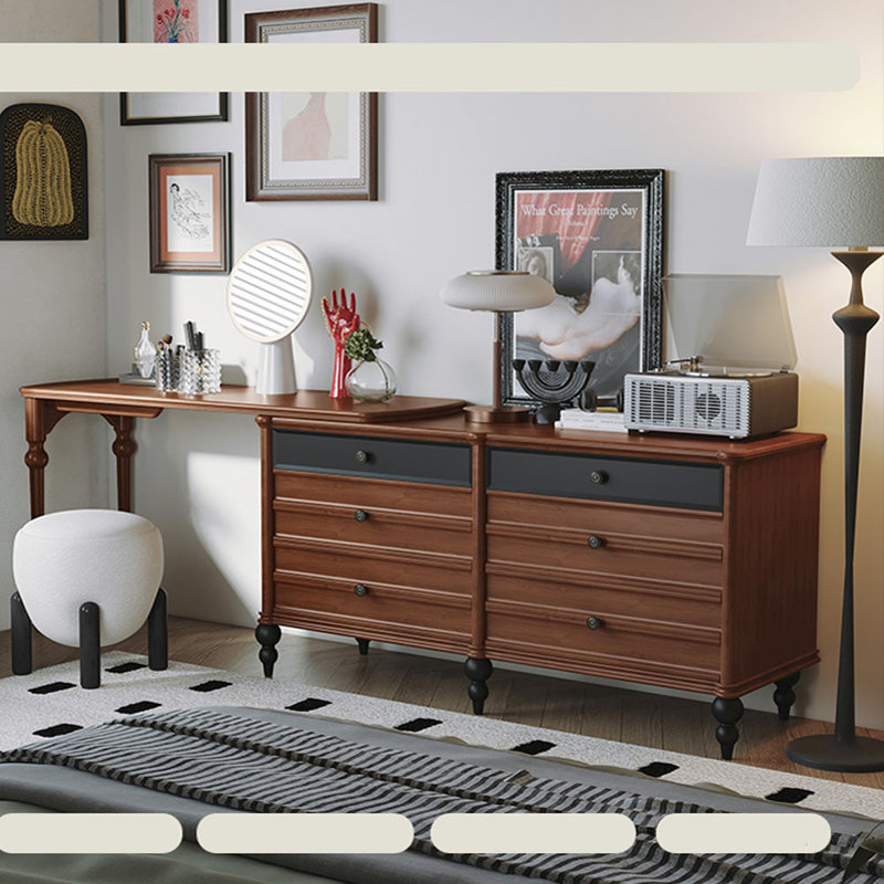 Table de maquillage extensible de style français, Noir / brun