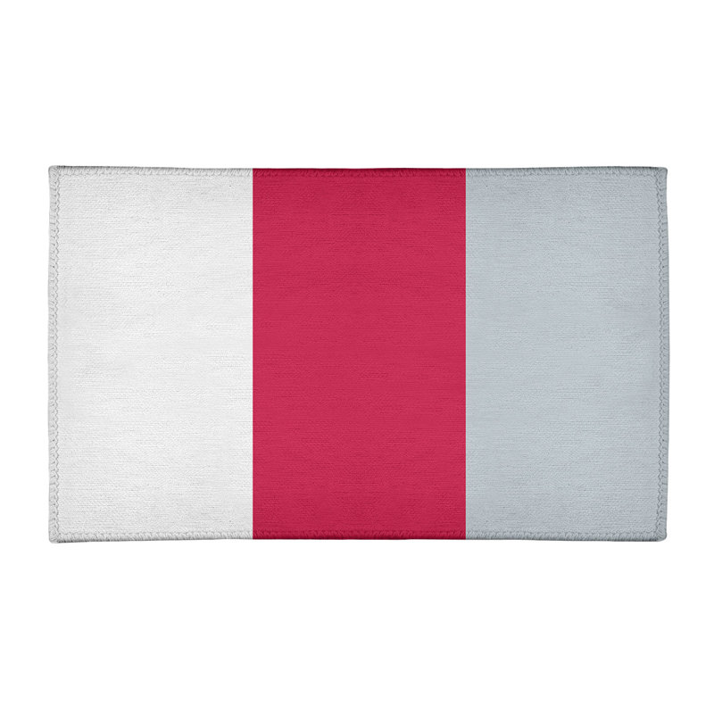 Tapis rouge rayé/argenté, Rectangle 3 pi x 5 pi
