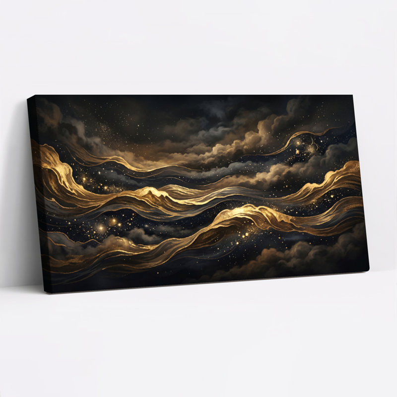 Ensemble de 1 tableau sur toile « Nuages ​​dorés », 32“W x 16”H, Wrapped Canvas