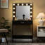 Bureau de coiffeuse avec miroir et lumières, coiffeuse avec 1 grand tiroir-118032950