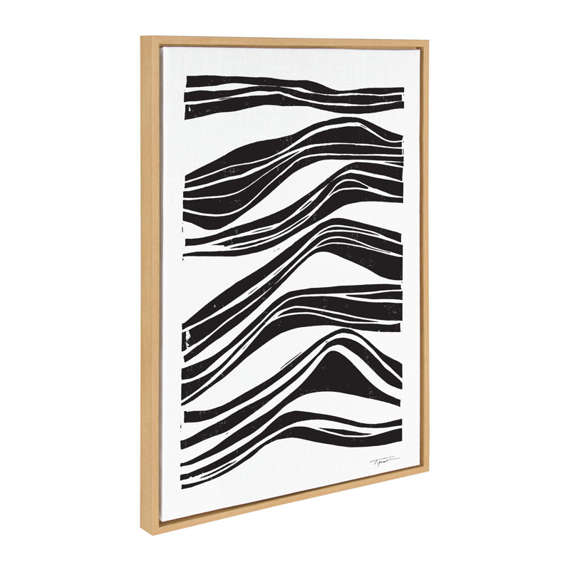 «Abstract Waves» par déclaration sur toile encadrée, Naturel