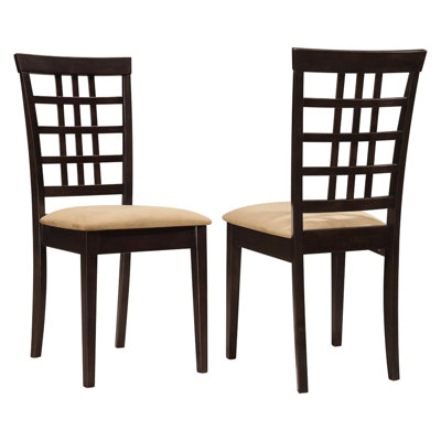 2 Piece Of Cappuccino Back Chairs, Transitional Style, Padded Upholstered Seat, Rectangular Shape, Dining Area Chairs 2 , Detail, Comfort Shape For Room