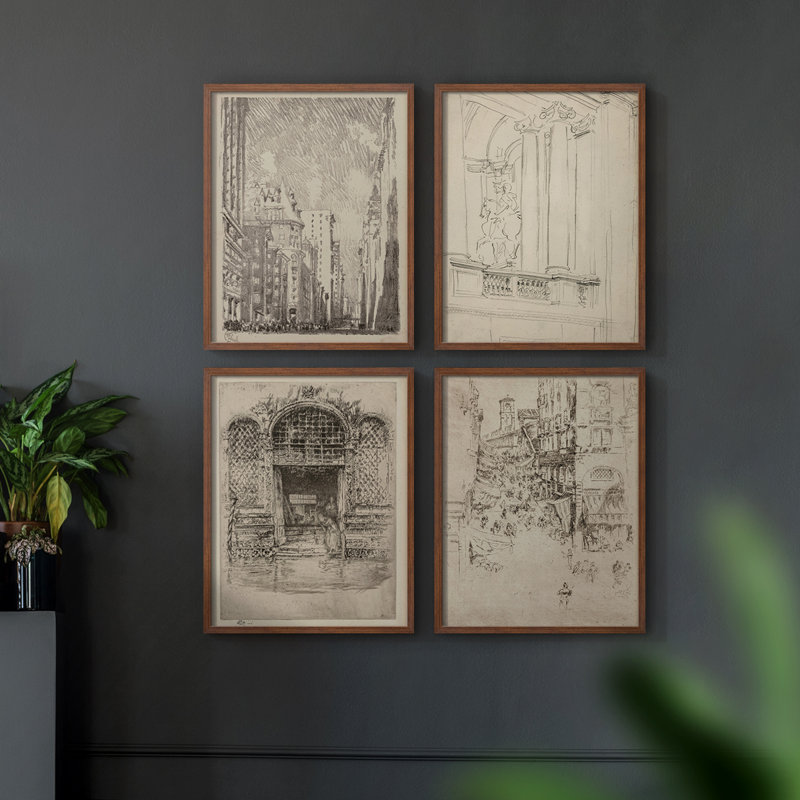"Croquis rétro Lxxx", 4 pièces, Noyer, H 44 po x l 14 po