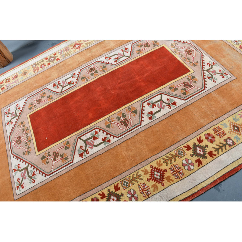 Tapis turc rétro de style bohémien Oushak - rouge / jaune