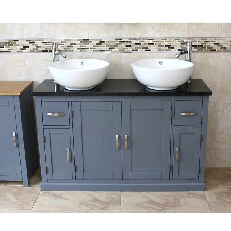 Hadler 1230mm Double Bathroom Vanity with Vessel Ceramic Basin, Black 