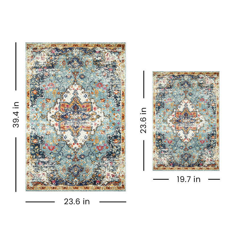 Luxurious Bathmat Set (2 Pieces), 100% Polyester, Non-Slip, Antibacterial | Dimensions: 19.7 x 23.6 inches & 23.6 x 39.4 inches | Ultra-Absorbent, Easy Clean Fabric, Machine Washable at 86°F | Perfect for Bathroom or Spa